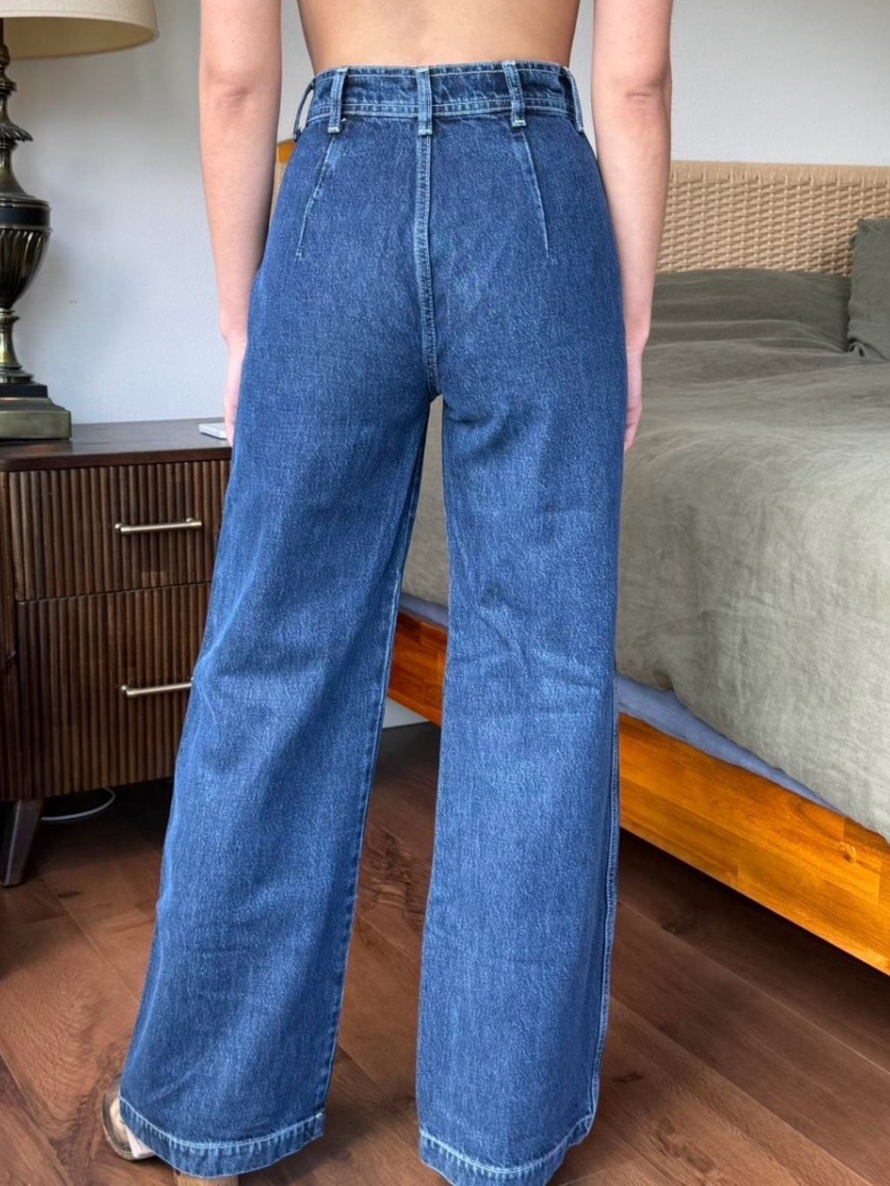 Reformation High-Rise Wide-Leg Jeans — Dark Blue Denim - Picture 4 of 6